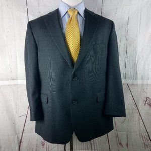 Jack Victor "Valentino" 48R 2 Button Charcoal Birdseye Suit Blazer Jacket